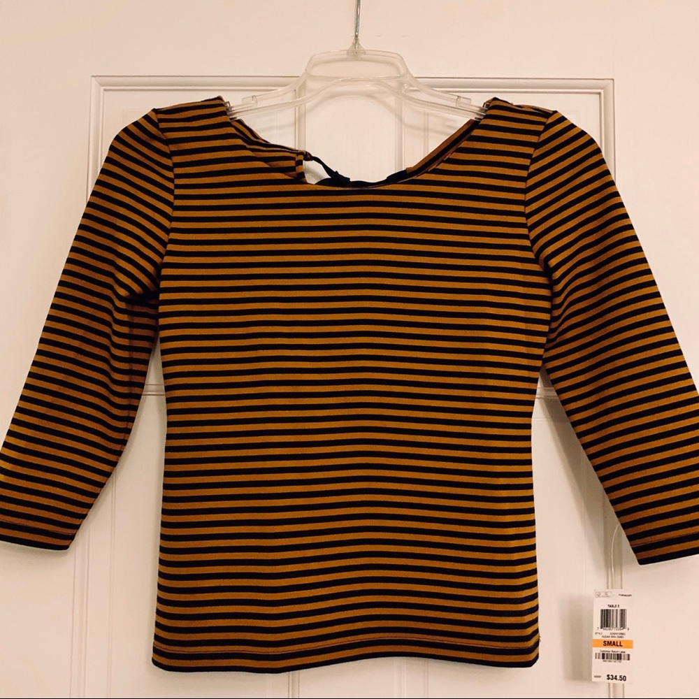 NWT Maison Jules Striped Quarter Sleeve Top